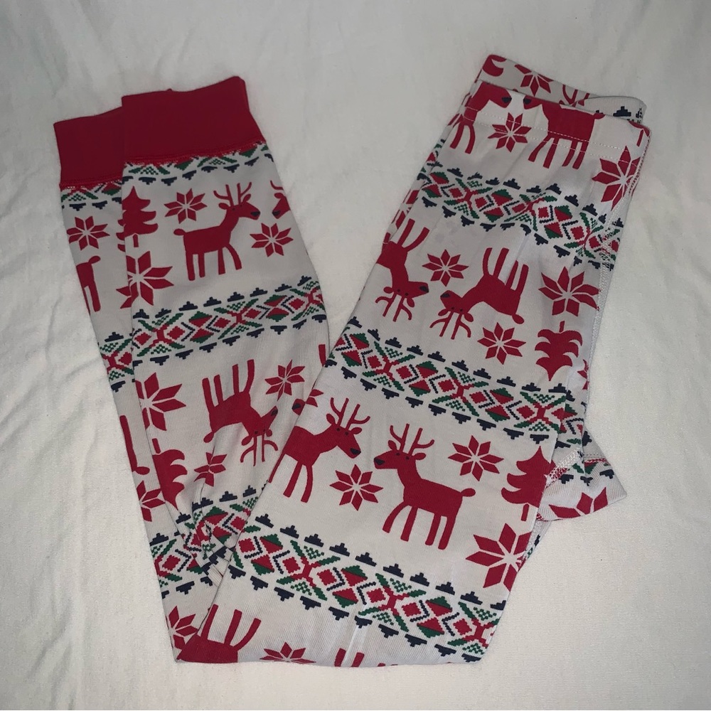 HANNA ANDERSSON 130 US 8 Fair Isle Dear Deer Pull On Cotton Knit Pajama Bottoms